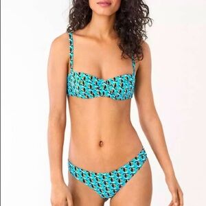 NEW NWOT DVF x Onia Mila Balconette Bra Scuba Blue Bikini Set XS